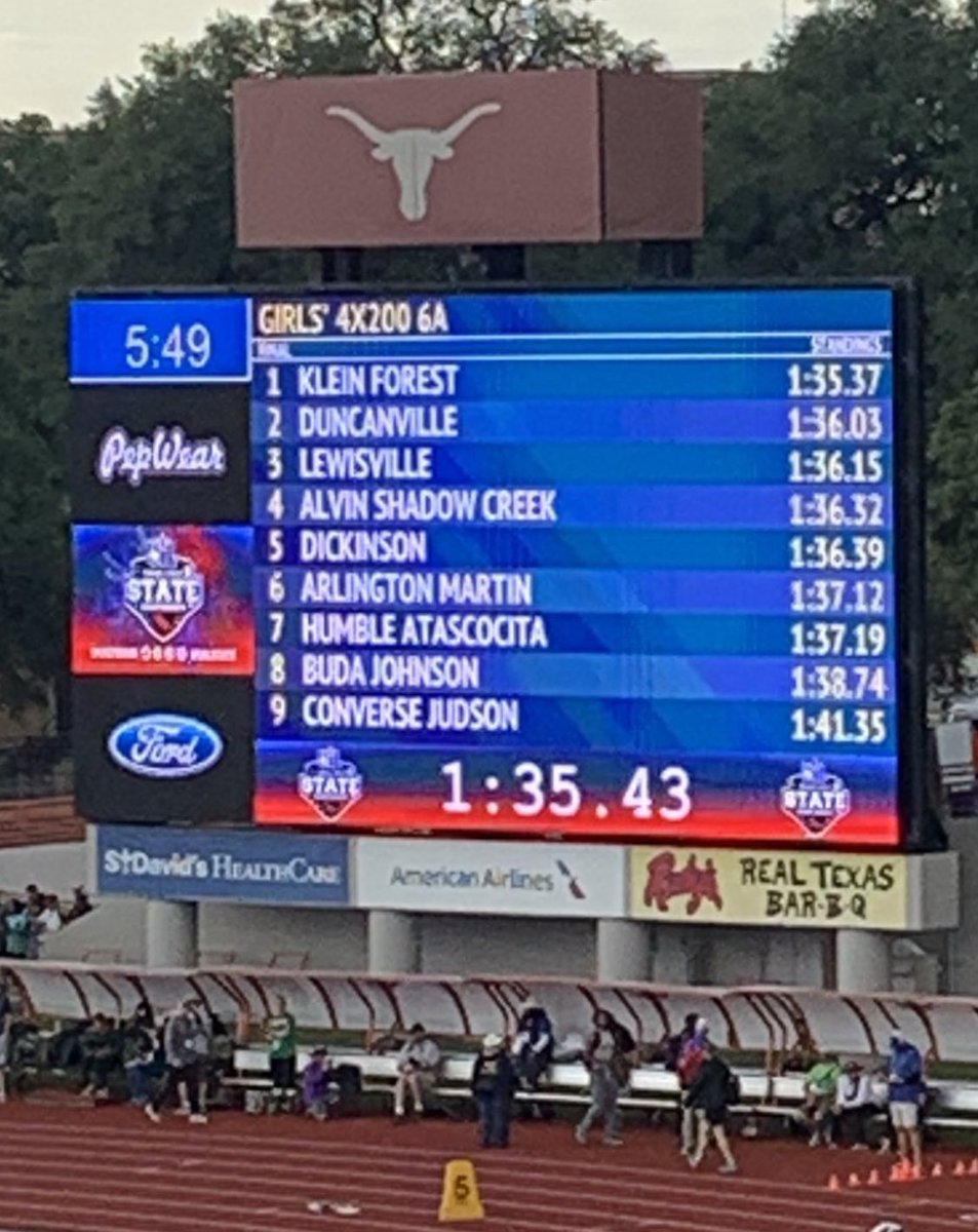 Rockmel22's tweet photo. Take ✌🏽! UIL State 6A  Bronze medal winners!  4 x 200 relay with a Lewisville PR of 1:36.15! So proud! @lhscc_track @FarmersSoftball @TCUTrackField @UGASoftball #farmerpride #longmaroonline https://t.co/oVfuWFOCAx