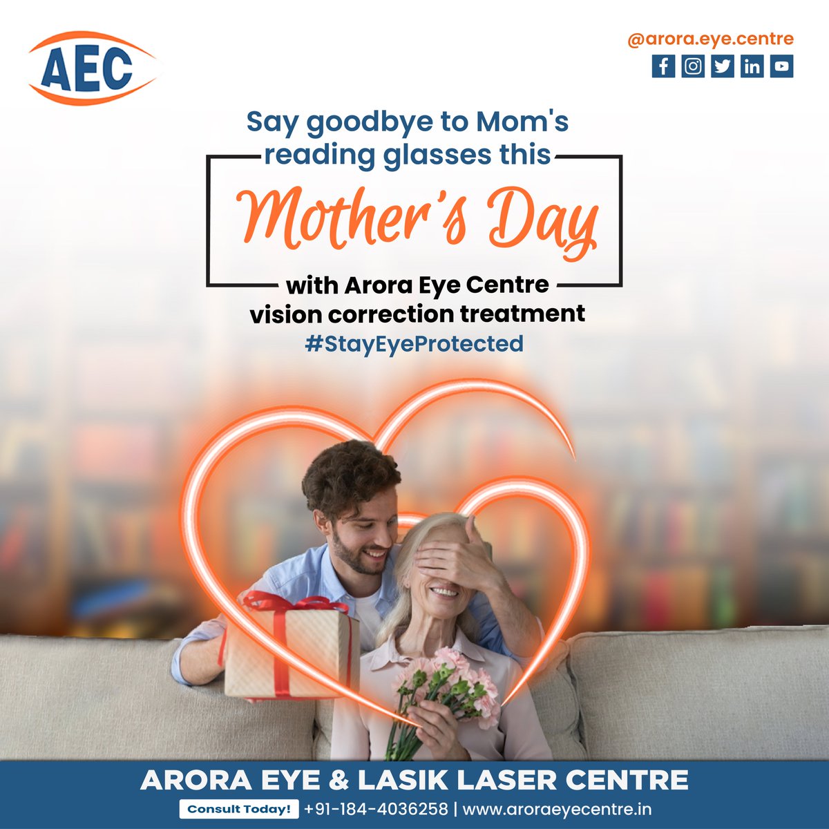 May all the love you gave to us come back to you a hundredfold on this special day!
. 
. 
#aroraeyecentre #aec #mothersday2023 #mothereyehealth #Mothersday #maa #mom #visioncorrection #Lasik #lasersurgery #drusen #lasiklaser  #eyecareprofessionals #eyecarecentre #eyehospital