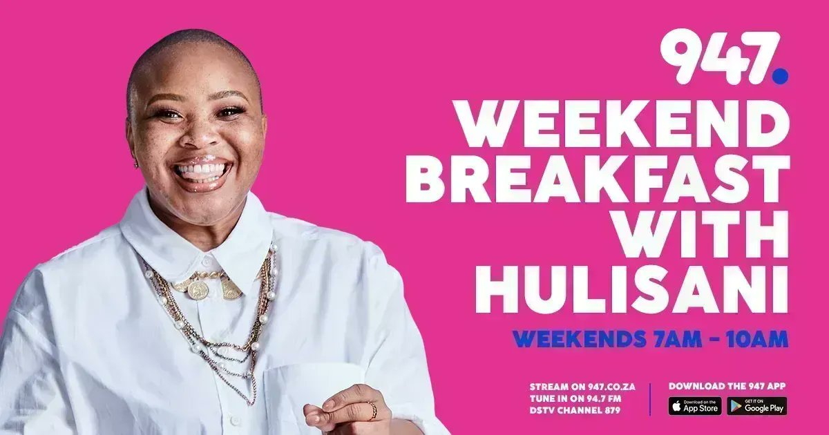 It's the #947WeekendBreakfast with @HulisaniRavele 🌤️ TODAY: 🌅 Huli, please make my morning! Request a song 🎵 via voice note on 📲 066 381 8609 🌅 #FoodForThought 🌅 ICYMI 🌅 Spot the Not 🌅 #947Formula101