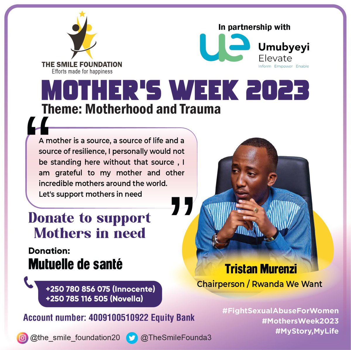 TheSmileFounda3's tweet photo. Happy Mother’s Day to all beautiful mothers, we love you and appreciate your presence in our lives. 
Today we recognize mothers who are struggling and put all effort to support them. Please join us for a great cause,  @tristanmurenzi https://t.co/tfNtF9ignZ