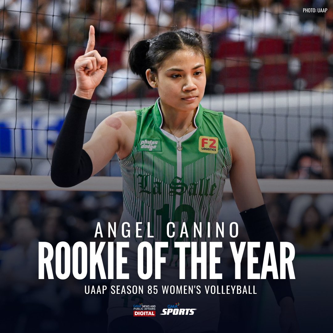 gmasportsph's tweet photo. ROOKIE-MVP 🏆

La Salle's Angel Canino is the UAAP Season 85 Women's Volleyball Rookie of the Year and Most Valuable Player.

Visit https://t.co/K9jJDOGggl for other updates. https://t.co/u3SocSHCSt