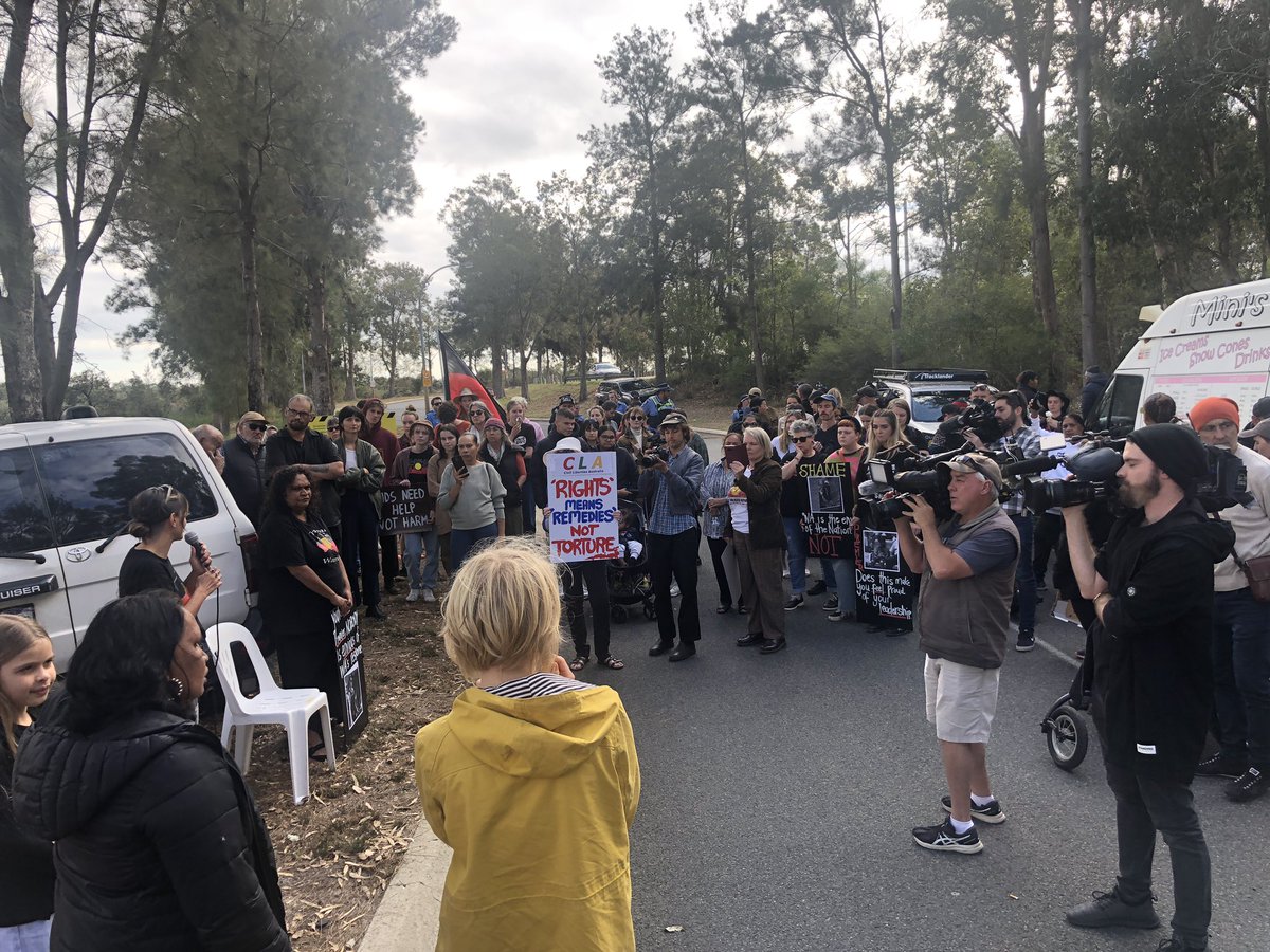GeoffBice's tweet photo. Mums and Grandmothers wanting to visit their kids at Banksia Hill Detention Centre. People sick of the treatment of children by the WA State Government. #RehabilitationNotIncarceration #MothersDay https://t.co/YAuMjgVxsU