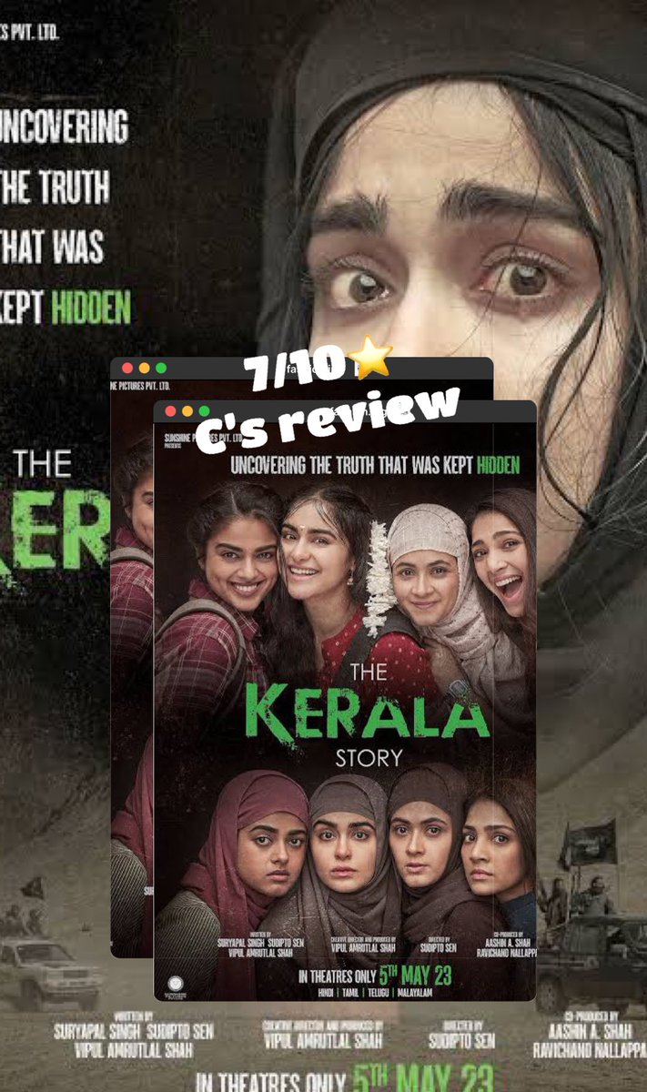 review_c's tweet photo. #TheKeralaStory
Verdict :Beautiful concept and storyline but direction & acting could have been better ..a must watch movie for its message and depiction of conspiracy theory “love jihad”
Rating : 7/10⭐️
#csreview #MovieReview #moviereview #TKS #review #YogitaBihani #Trending https://t.co/bZRzEHhQoL