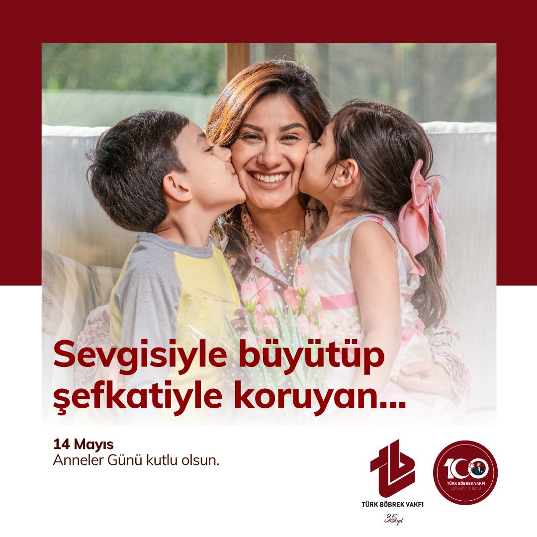 Bizi sevgi ve ilgisi ile bugünlere getiren, daima koruyan, kollayan, gözeten ve fedakarca büyüten annelerimizin Anneler Günü kutlu olsun.
 
#türkböbrekvakfı #sağlıklıböbrekler #böbreksağlığı #annelergünü