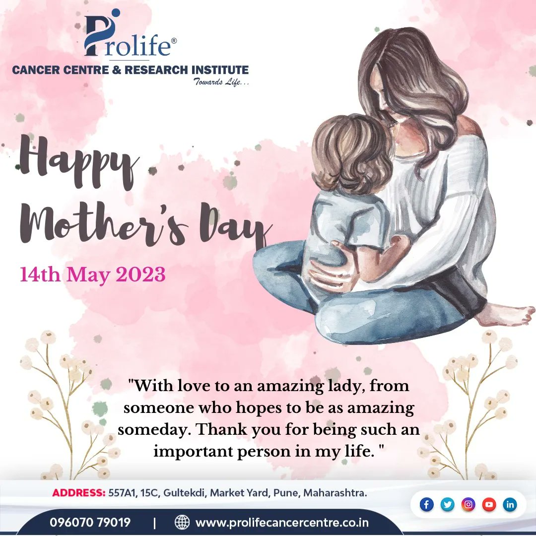 Happy Mother's Day to all the incredible moms out there! 💐💖 Your love, sacrifice, and unwavering support make the world a better place. 
Happy Mother's Day!
.
#mothersday #momlove #supermoms #celebratingmotherhood #momentswithmom #prolifecancercentre #drsumitshah #pune