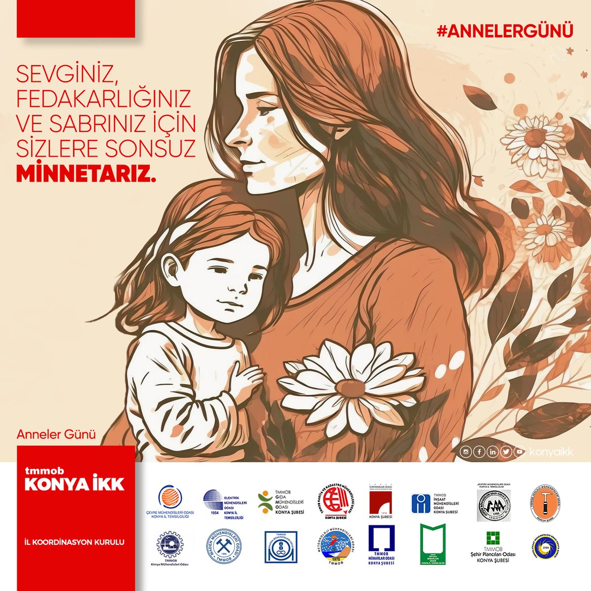 konyaikk's tweet photo. Bu Anneler Günü'nde, tüm annelere yaptıkları fedakarlıklar için teşekkür ediyoruz. Hayatımızda bize rehberlik ettiğiniz için minnettarız. Sizleri sevgiyle selamlıyor, Anneler Günü'nüzü kutluyoruz.

#Konya #İKK #İlKoordinasyonKurulu #TMMOB  #AnnelerGünü https://t.co/BDcuyRn9l4
