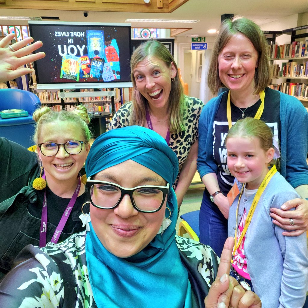 OnjaliRauf's tweet photo. Is there any greater joy than getting to talk to awesome ones, in one of the places where It All began: a library...
(Answer: nope!)
Thank you @GuernseyLitFest @GYlibrary volunteers (esp Abbie!) & all souls who came to listen. What a dream beyond a dream. #NotJustABookThing https://t.co/Qf2jPAlFST