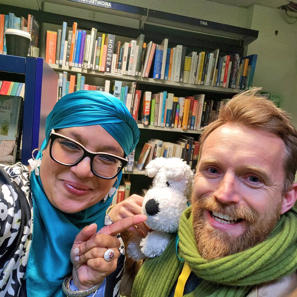 OnjaliRauf's tweet photo. Is there any greater joy than getting to talk to awesome ones, in one of the places where It All began: a library...
(Answer: nope!)
Thank you @GuernseyLitFest @GYlibrary volunteers (esp Abbie!) & all souls who came to listen. What a dream beyond a dream. #NotJustABookThing https://t.co/Qf2jPAlFST