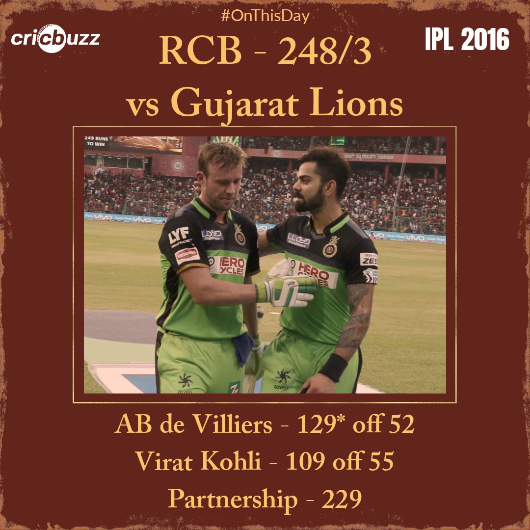 #OnThisDay, in 2016, AB de Villiers and Virat Kohli recorded the highest partnership in the #IPL. 🔥🔥

Quick quiz: Which pair has the second highest partnership in the IPL? 🤔

#IPL2016 #RCB