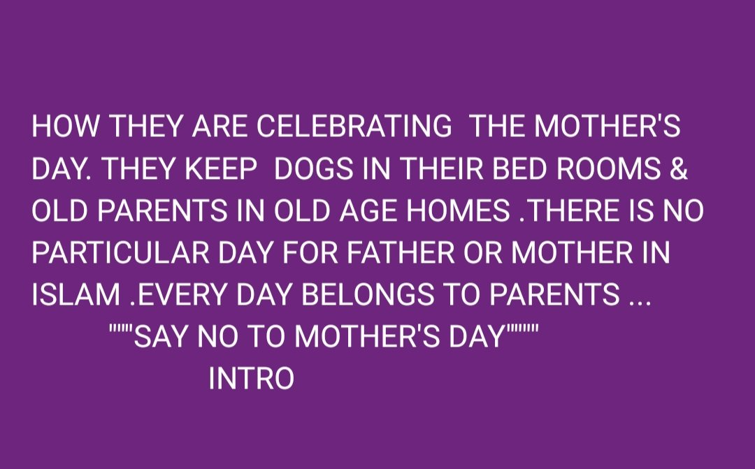 muneerjaan121's tweet photo. The Muslims who are celebrating Mother's Day today are a blot on the name of Muslims👎
#Followislam https://t.co/2lib4U3B0N