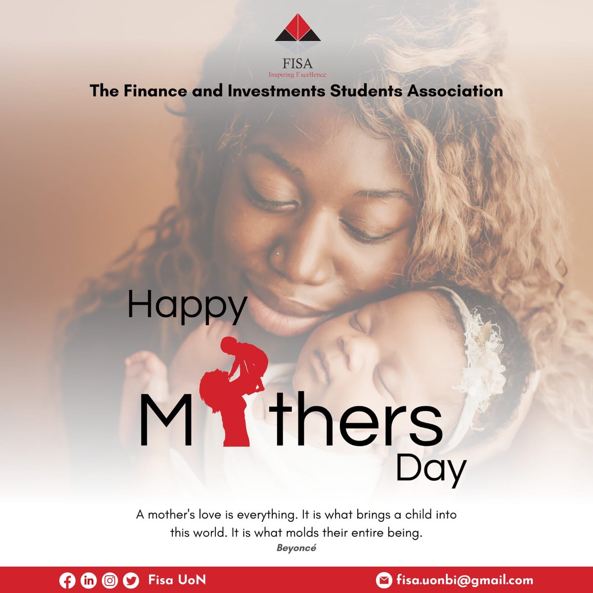 Mother's love is what enables a normal human being to do the impossible
##@FiSA Uon wishes all mother's a happy day