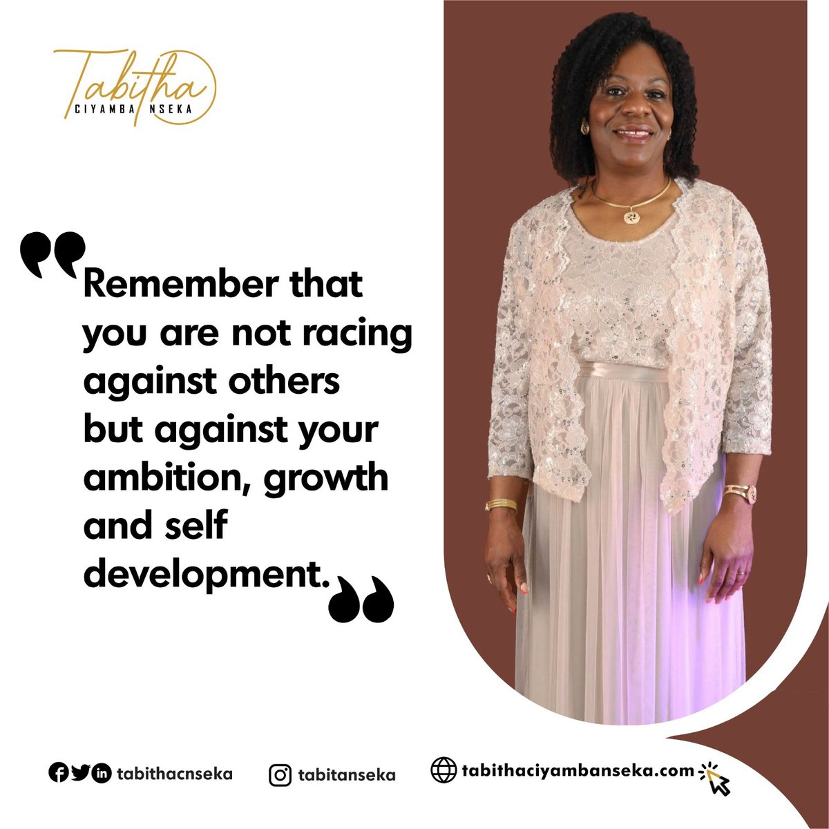 tabithacnseka's tweet photo. Remember that you are not racing against others but against your ambition, growth and self development.

#HappySunday
#GraceToRunYourOwnRace
#TabithaNseka https://t.co/UbXKPR5Wi2
