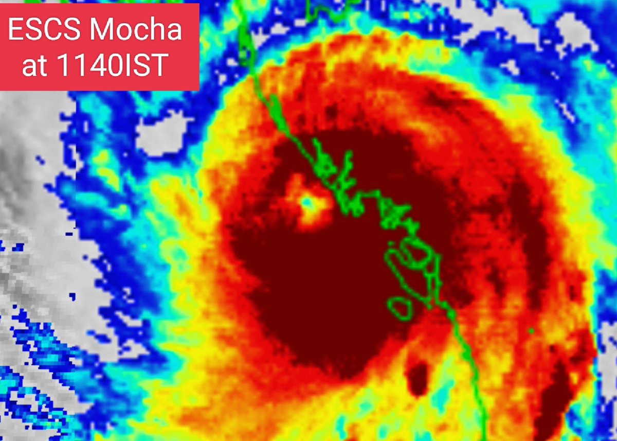 ashimmitra's tweet photo. Almost reaching.....🌀🌀 ESCS #CycloneMocha 

IR #rapidscan, #INSAT3DR 🛰️ https://t.co/JnWXj91s5s