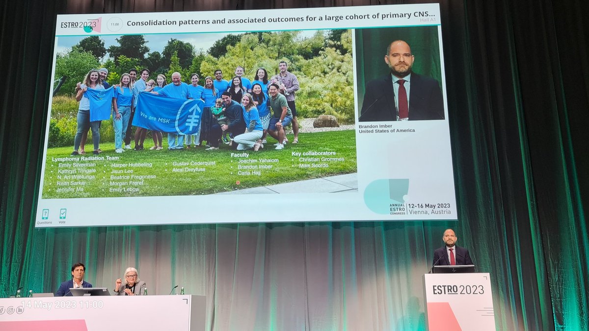 2 great presentations from MSKCC team on the largest series of PCNSL to-date. #ESTRO23 #radonc #lymsm