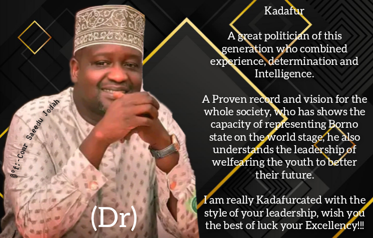 comr_saeed's tweet photo. @UmarKadafur 
A Proven record keeper and visionary personality for the whole society,who has shows the capacity f representing Borno state on the world stage,he also understands the leadership of wellfearing the youth to better their future.
 @ProfZulum @ProfIsaPantami @KashimSM https://t.co/fZ9eYRplRW