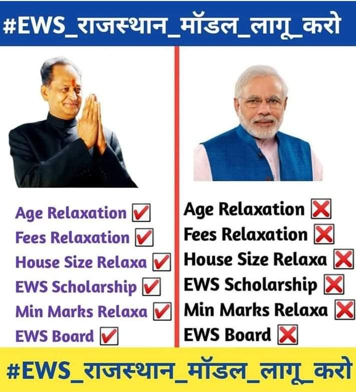 surendarsingh17's tweet photo. 1-राजस्थान की तरह केंद्र व अन्य राज्यो मे भी EWS हेतु सुविधाए व छूट दी जाए
2-EWS का भी जातिगत जनसंख्या के आधार पर वर्गीकरण किया जाए
3-EWS हेतु भूमि/मकान की बाध्यता समाप्त कर आयु सीमा मे छूट दी जाए
4-EWS को पंचायत/स्थानीय निकाय मे कोटा हो
5-EWS को छात्रवृत्ति दी जाए
#JusticeForEWS https://t.co/u0MYraT1Oa