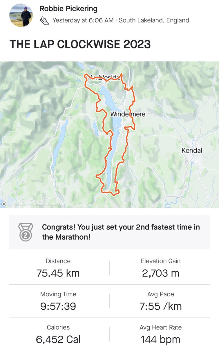 PobbieRickering's tweet photo. 6 months ago I started training to try to complete my first ultramarathon - 75km and 2700m elevation.

I’m confused, amazed and proud that out of 816 starters, I finished in 80th place 🤯🎉

Any donations for two incredible causes are massively appreciated https://t.co/r5svqcgARJ https://t.co/wLntnz0XFs