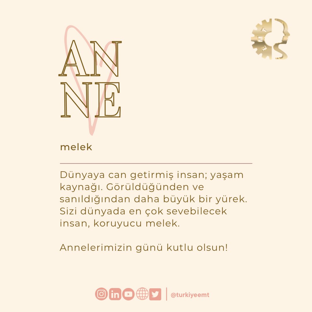 TurkiyeEMT's tweet photo. Tüm annelerimizin anneler günü kutlu olsun! 🫶🏼

#annelergünü #turkiyeemt #anne #endüstrimühendisliği #kutluolsun https://t.co/rrS8EV88Ks