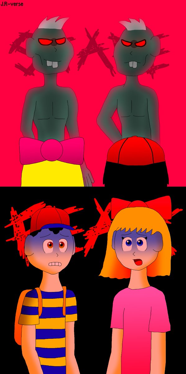 They stare into their souls...
#Earthbound #Mother2 #UrbanZombie #Ness #Paula