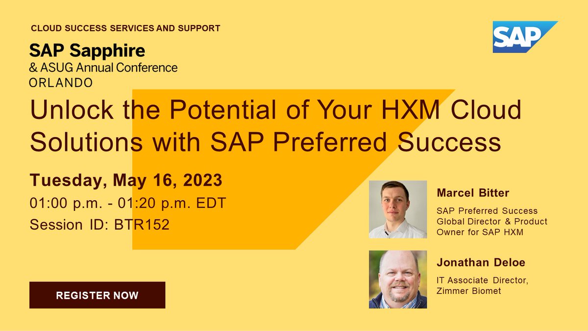 tracygray24's tweet photo. Join us at #SAPSapphire to learn how Zimmer Biomet leveraged #SAPPreferredSuccess services to accelerate their #cloud transformation and maximize their investment. 

Register now ➡️https://t.co/bKRoAsJxvm https://t.co/AXTucHy6rI