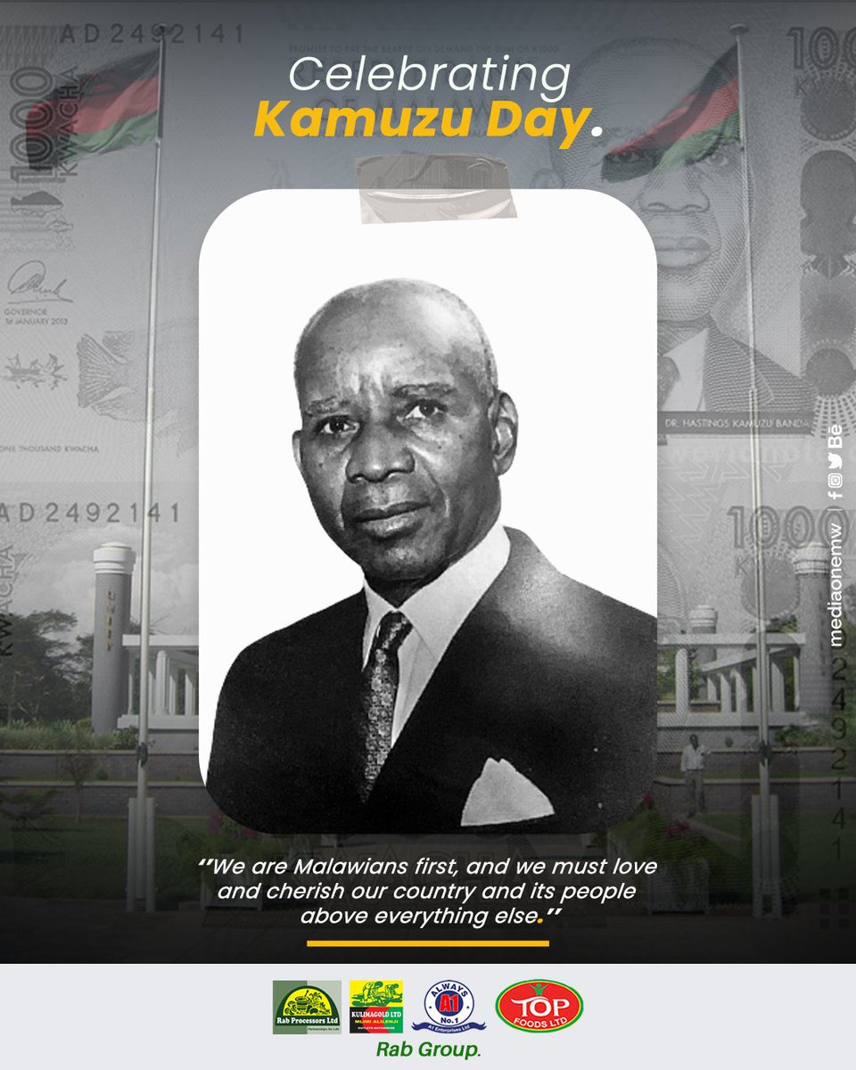 Rab Group joins the Nation in honoring and celebrating the legacy of Kamuzu Banda, Happy Kamuzu Day!

#kamuzuday #rabproccesors #Rabprocessors  #malawi #Malawi