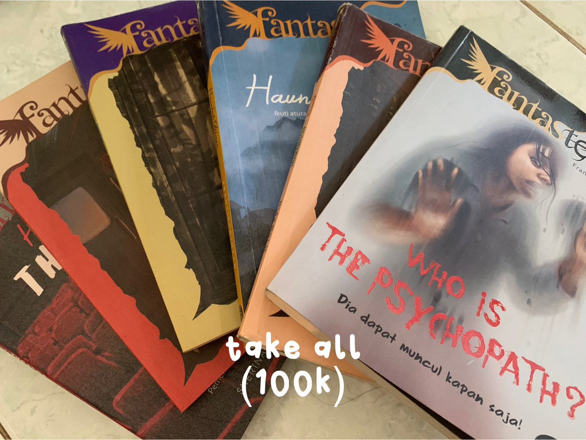 kazuohaa's tweet photo. WTS want to sell 

• price on pict 
• bisa oren ya 🍊
• good condi ✅
• nego waras bisa dm

📍 jatim, mlg 

(-) sleeve 
mau cek detail condi bisa dm yaa!

🏷 t . wts wtb preloved novel fantasteen horror 
#wts #wtb #wtsnovel #zonauangᅠᅠ https://t.co/J05Ieay05O