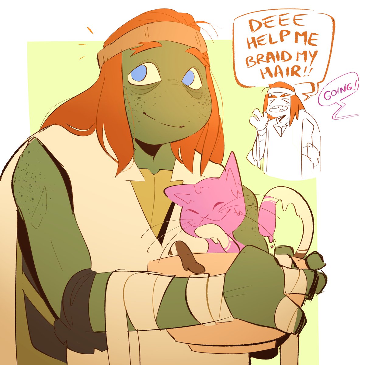 i thought about mutant apocalypse Mikey with April's hair color