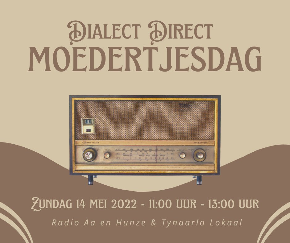Dommit bij <a href="/DialectDirect/">𝔻𝕚𝕒𝕝𝕖𝕔𝕥 𝔻𝕚𝕣𝕖𝕔𝕥</a> andacht veur #moederdag met veul streektaolmeziek met as underwarp: Moeder/Moeke/Moe.
Wieder stiet op de speulliest neie meziek van undermeer: <a href="/AlexLuttjeboer/">Alex Luttjeboer aka Alex Julius</a> , @bokkersheino &amp; <a href="/martijje/">martijje</a> Je heurt oes van 11:00-13:00 op <a href="/Radio_AaenHunze/">Radio Aa en Hunze</a> &amp; <a href="/TynaarloLokaal/">RTV Tynaarlo</a>