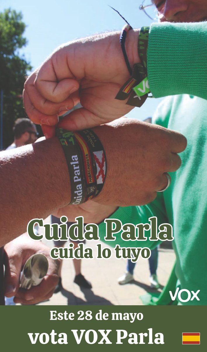 vox_parla's tweet photo. ✅Cuida Parla @vox_parla 📢
✅Cuida lo tuyo @madrid_vox 💚
#VotaVOX 🇪🇸 🗳️28M https://t.co/S3MdWXPIGg