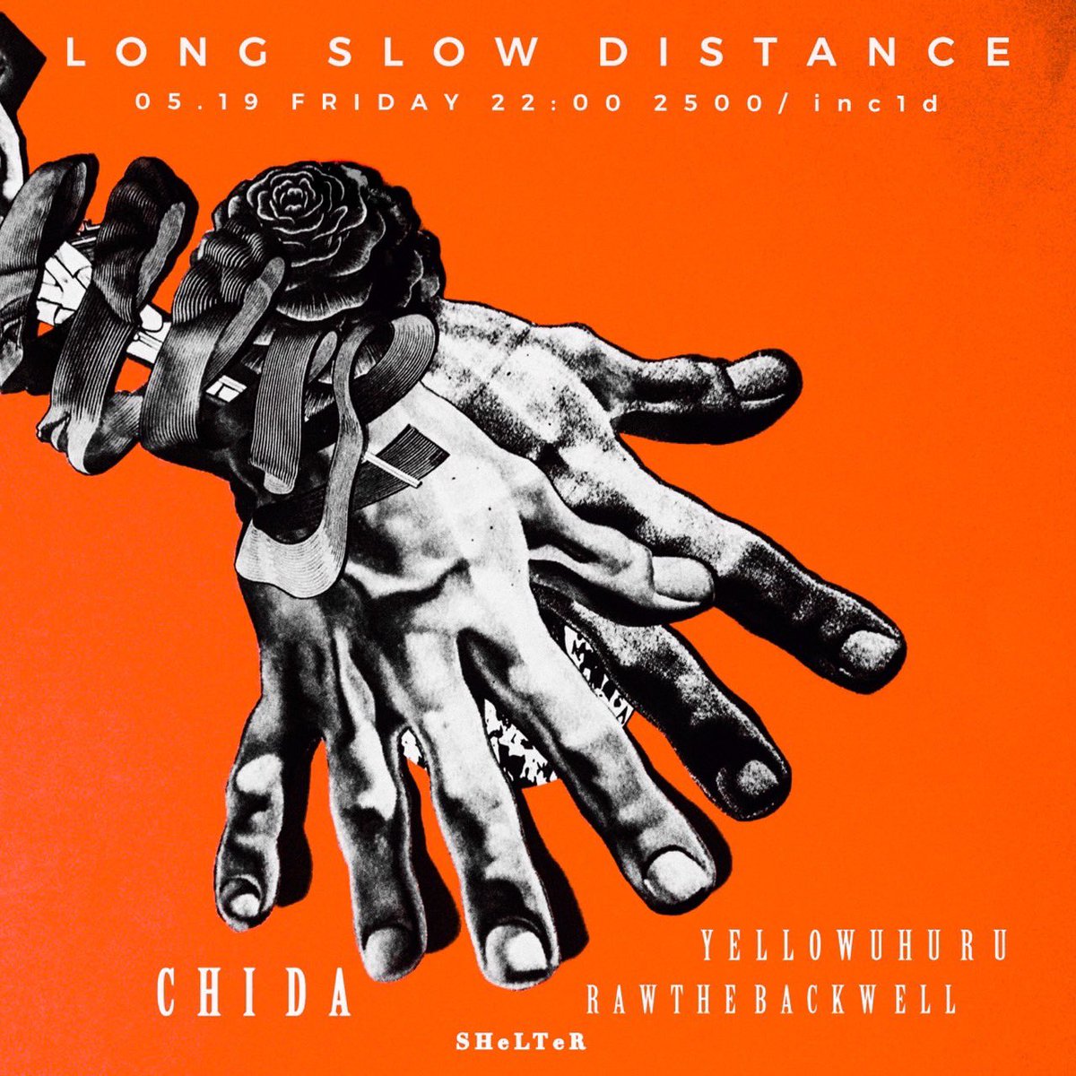 YELLOWUHURU's tweet image. NEXT FRIDAY☞☞☞

2023/05/19 SAT. ⏰10PM OPEN
🎫DOOR. ¥2,500 | U25 ¥2,000 (ALL INC.1D)

GUEST DJ:
CHIDA (@chida1973)

DJ:
Raw the Backwell
YELLOWUHURU

at SHeLTeR