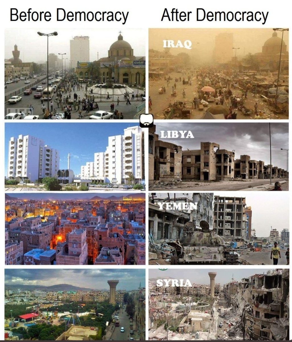 Let's applaud the great work western forces (US and allied forces) have done by bringing democracy to these countries. See how they are prospering now.