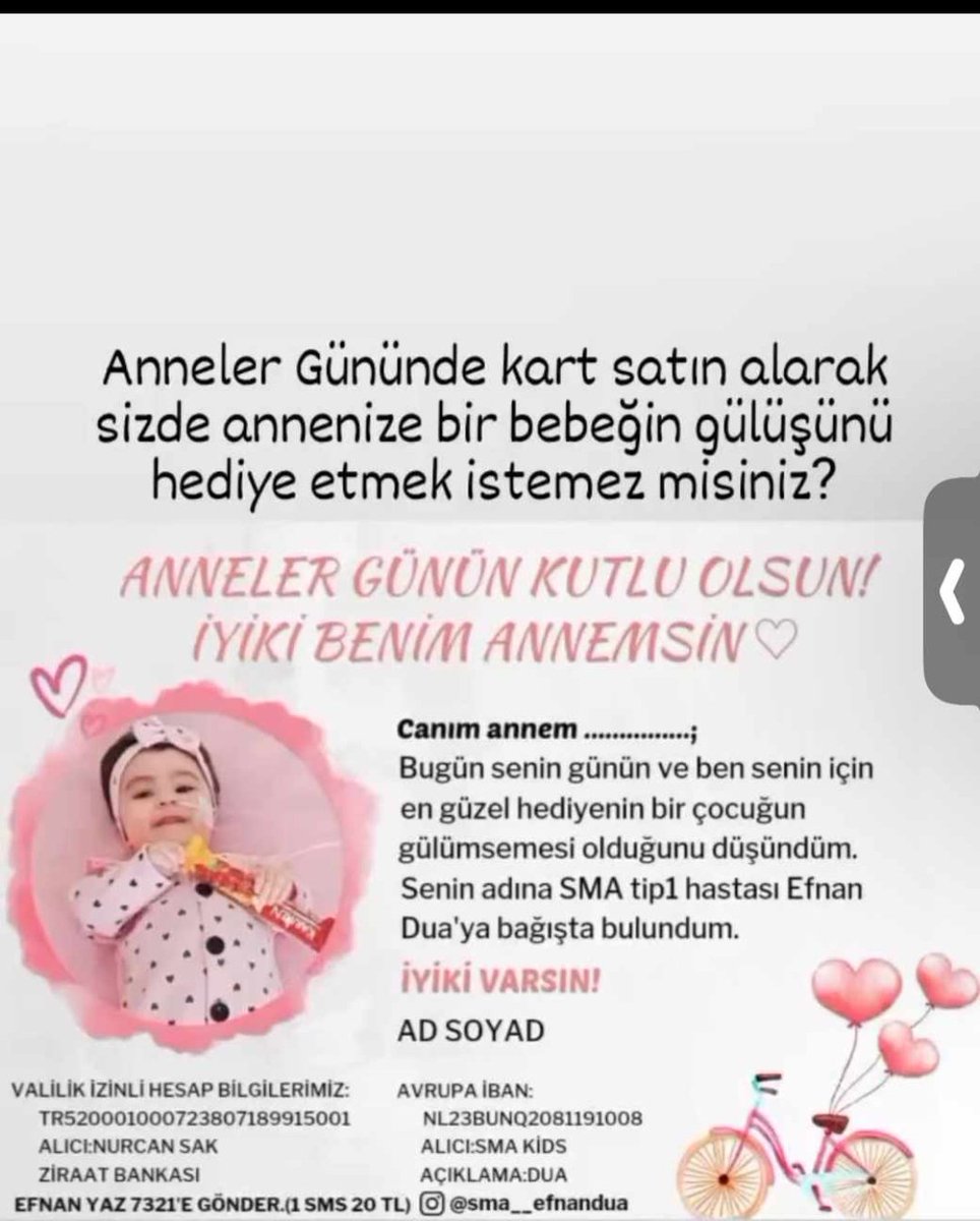 sma__efnandua's tweet photo. 🌸 Efnan Dua'nın güzel yürekli  Anne ve anne adayları hepinizin Anneler günü kutlu olsun.🌸
Bu özel günde alacağınız en güzel hediyeyi ve geleceğin Annesi olacak kızım Efnan Dua' ya bağış yaparak bir parça gülücük hediye eder misiniz 🤗 #oyver #anneler #SANDIK #MothersDay https://t.co/Wh2F3fz9HR