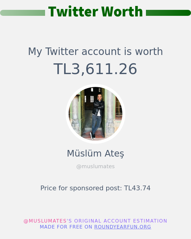 Twitter değerim: TL3,611.26

➡️ funroundy.online/twitterworth?l…