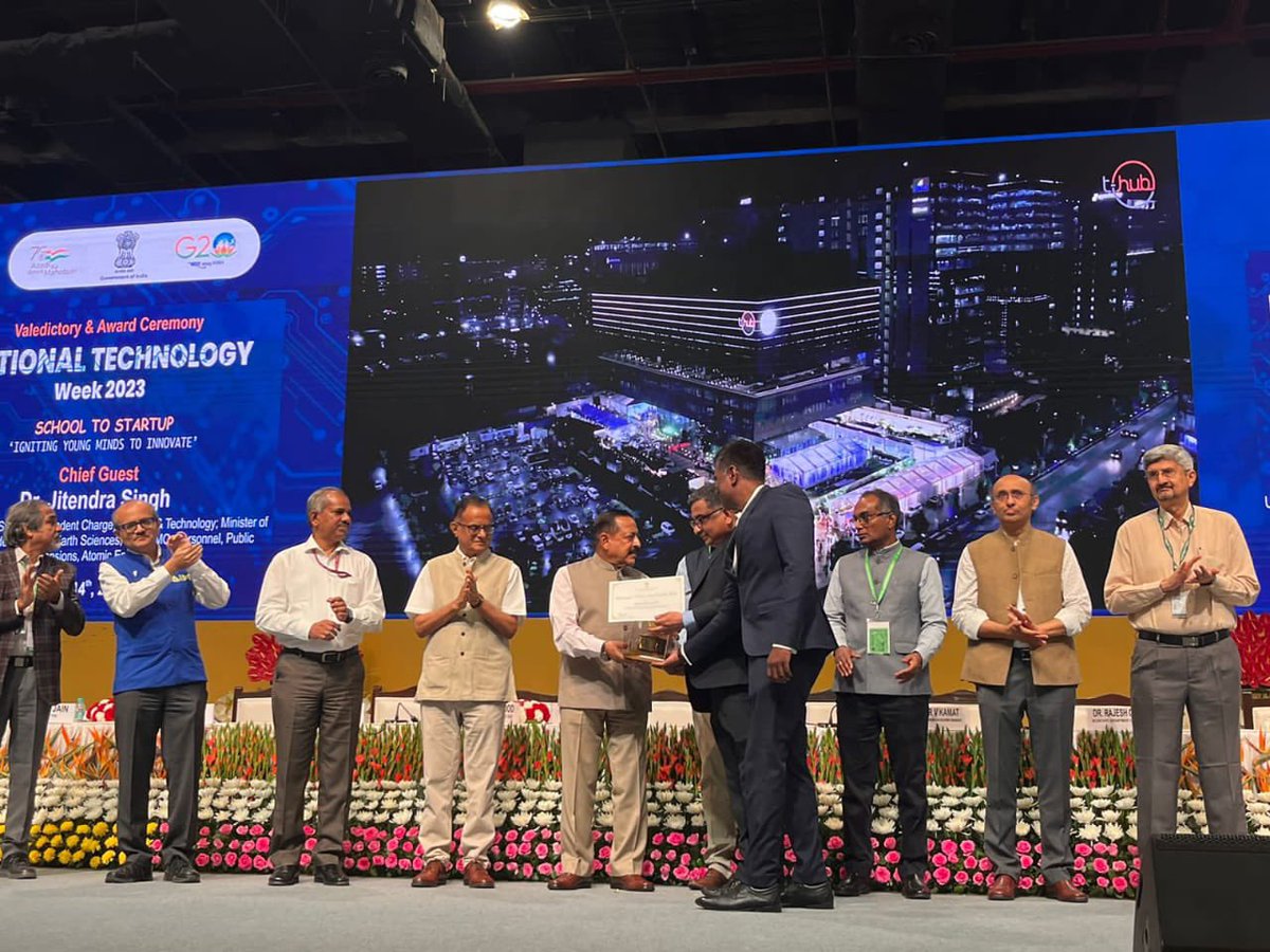 Happy & Proud that @THubHyd has won the National Technology Award -2023 (Technology Business Incubation) 😊

Many congratulations to Team T-Hub 👏

T- Hub has been recognised as the Best Technology Incubator in India by Department Of Science & Technology, Govt of India 🇮🇳