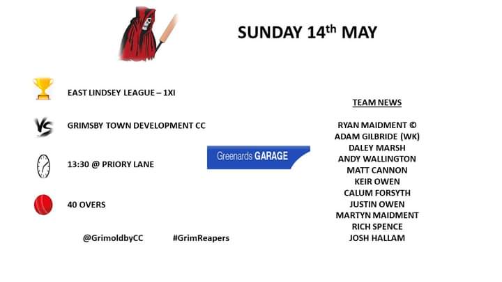 Grimoldby & District CC (@grimoldbycc) on Twitter photo Our 1XI welcome <a href="/GrimsbyTown_CC/">Grimsby Town CC</a> Dev' XI to Priory Lane later, for our <a href="/ELindseyCricket/">East Lindsey Cricket League</a> fixture.
Match Ball sponsored by #greenardsgarage.
Thank you as ever to our Club shirt sponsors <a href="/SeacroftFordM/">Seacroft Ford</a> <a href="/pico_fp/">pico_fp</a> @mwhiteelectrical
Stumps 13:30
#upthereapers Our 1XI welcome <a href="/GrimsbyTown_CC/">Grimsby Town CC</a> Dev' XI to Priory Lane later, for our <a href="/ELindseyCricket/">East Lindsey Cricket League</a> fixture.
Match Ball sponsored by #greenardsgarage.
Thank you as ever to our Club shirt sponsors <a href="/SeacroftFordM/">Seacroft Ford</a> <a href="/pico_fp/">pico_fp</a> @mwhiteelectrical
Stumps 13:30
#upthereapers