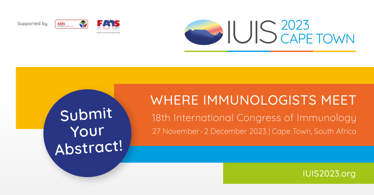 🚨LAST CHANCE TO SUBMIT YOUR ABSTRACT! TWO DAYS LEFT!🚨

Don't miss out on the opportunity to showcase your research to a global audience of immunologists. We can't wait to see what you've been working on! 

Submit at iuis2023.org before May 16th.