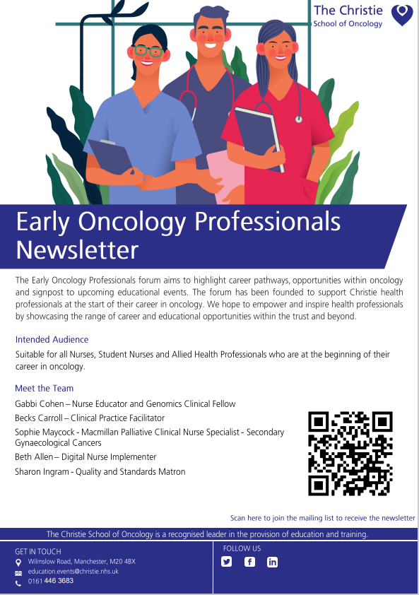 CICEManchester's tweet photo. Make sure you register for the #ChristieEOP newsletter for our monthly showcase and updates on educational resources that are available for Early Oncology Professionals.

Register here: https://t.co/ypRWgsMYLK https://t.co/5D4c670WbH