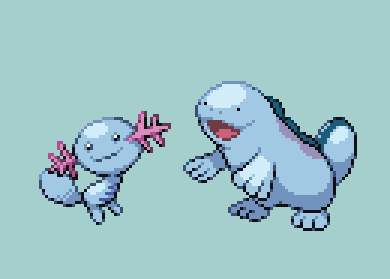 「#pixelart #ドット絵 ウパー・ヌオー。 可愛い。」|オニガシラ銀角のイラスト