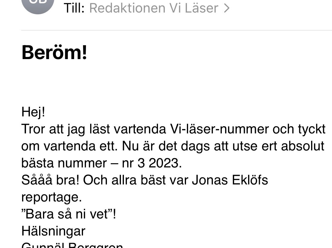 Dagens läsarbrev 😊 <a href="/ViLaser/">Vi Läser</a>