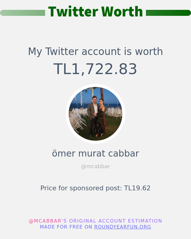 Twitter değerim: TL1,722.83

➡️ funroundy.online/twitterworth?l…