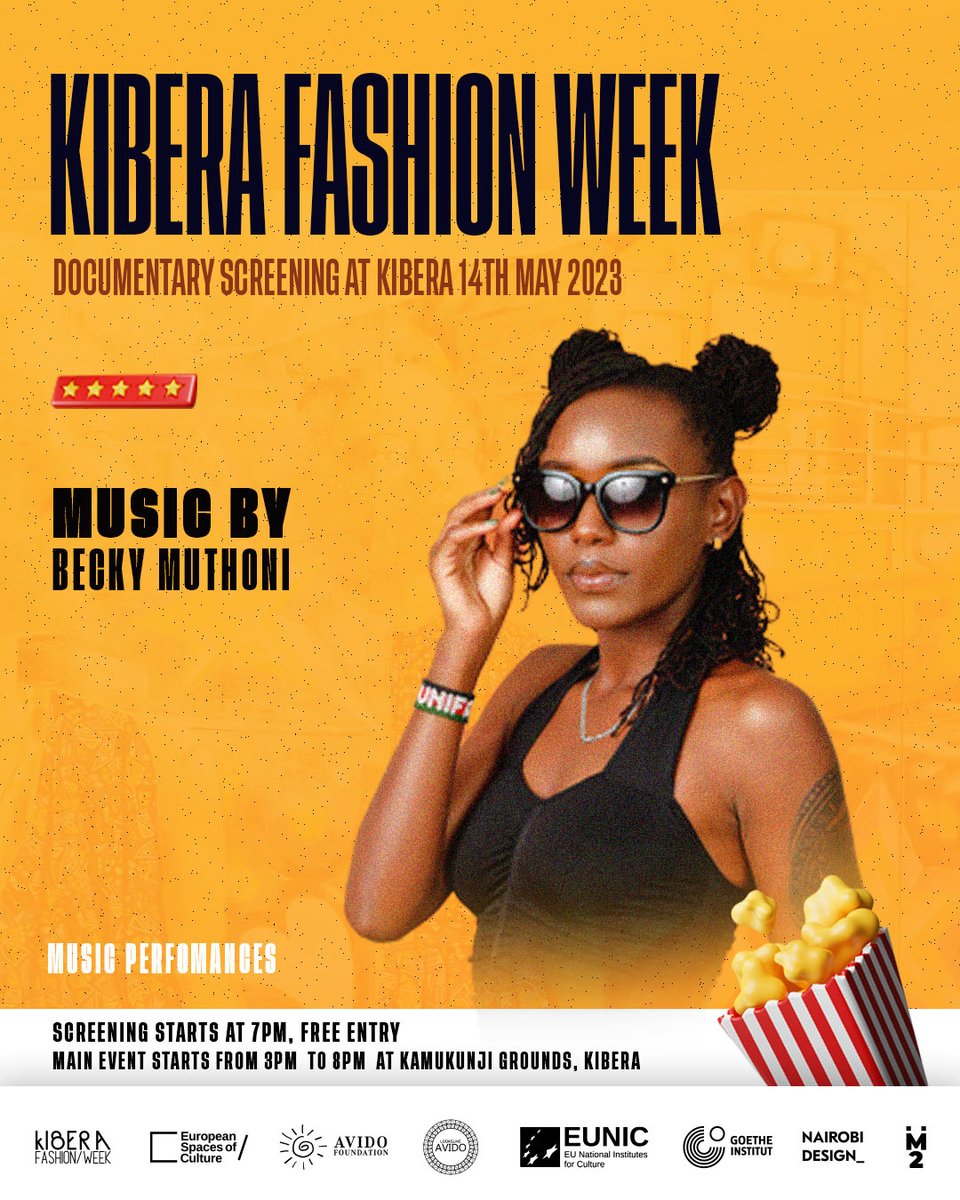 Kiberafashionwk's tweet photo. Join us today in Kibera, Kamukunji for a great performance and screening of the documentary of the 2022 Edition.

with performances from @jabidii_music  @hypeballo  among others

🗓️Date:  14 May 2023  
⏰Time: 3pm- 8pm https://t.co/OW0XKcB6FT