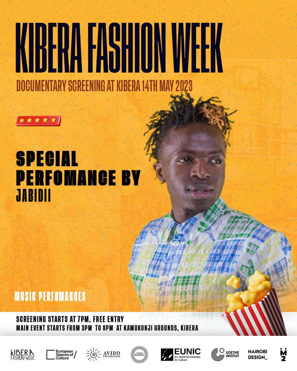 Kiberafashionwk's tweet photo. Join us today in Kibera, Kamukunji for a great performance and screening of the documentary of the 2022 Edition.

with performances from @jabidii_music  @hypeballo  among others

🗓️Date:  14 May 2023  
⏰Time: 3pm- 8pm https://t.co/OW0XKcB6FT