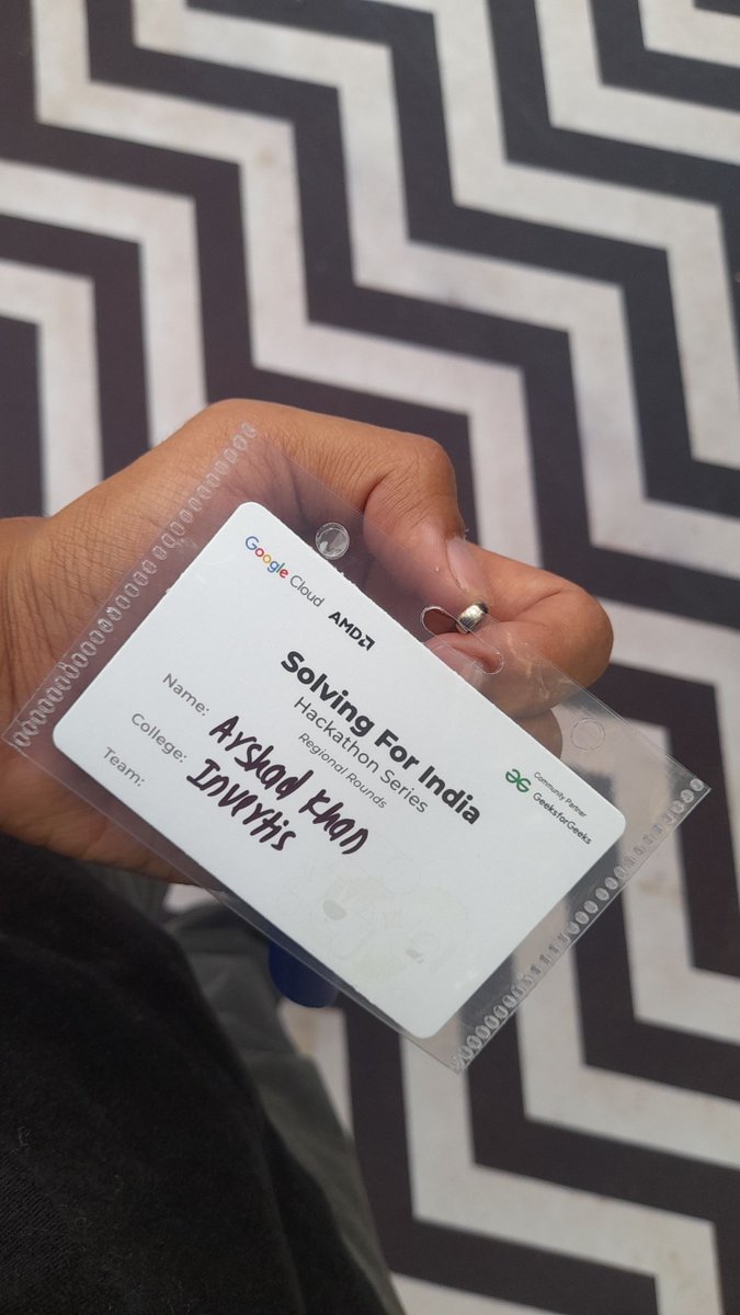 marshadkhn's tweet photo. Mates,
Attending a Hackathon by geeksforgeeks "SOLVING FOR INDIA"
A wow experience as it is my first Hackathon ever!
Fingers cross for qualifying regional round as our team is competing with 70 teams 🤞
#solvingforindia #AMD #geeksforgeeks 
#googlecloud #regionalround https://t.co/76v58S0Rxz