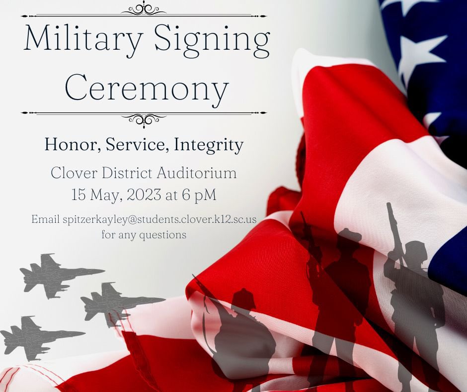 Final reminder for our Military Signing Day Ceremony tomorrow. Enlisting, college ROTC or service academy. All students, not just JROTC cadets. Graduation cord provided free of charge! RSVP to Kayley Spitzer. 🇺🇸