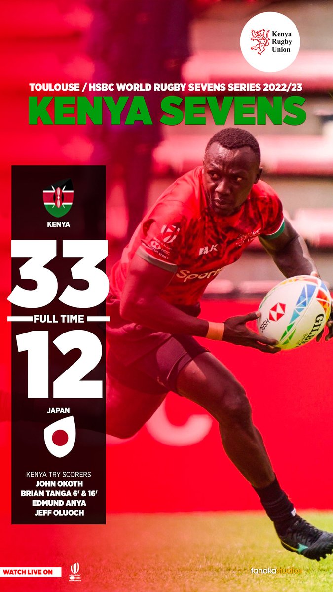 FULL TIME

Kenya 33 - 12 Japan

#KenyaRugby | #HSBC7s | #France7s
