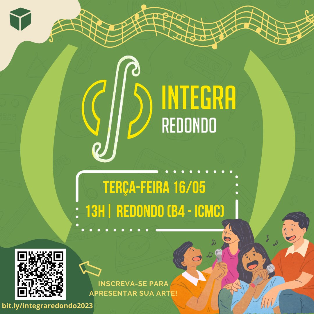 📣 Bom dia, PETalentos! Passando pra anunciar que o próximo ~INTEGRA REDONDO~ já tá marcado pro dia 16/05 🗣🗓

Das 13h às 14h, no Redondo (B4-ICMC), garantimos a presença de uma plateia carinhosa e empolgada pra viver sua arte! 💚

Esperamos vocês :)

➡️ bit.ly/integraredondo…