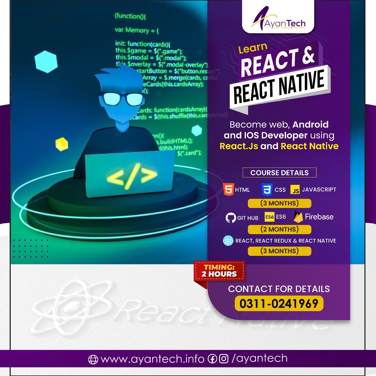 AyanTechDev's tweet image. Join our Web and Mobile App Development Course and become a versatile developer capable of creating impactful web and mobile applications. Suitable for beginners and this course has everything you need to succeed. Enroll today and unlock the world of endless possibilities!