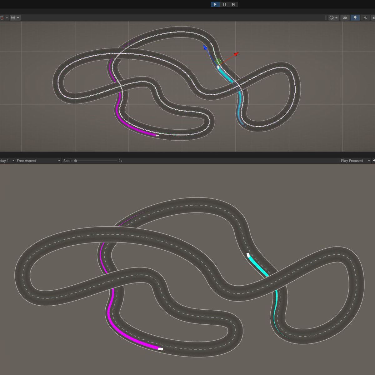 dreiplay's tweet photo. Game Jam Time! 🕺

Für die https://t.co/Uf34DveNJT Webseite erstellen wir einen Carrera-Bahn ähnlichen Racer. 🏎🏁

Ein kleiner Einblick in das Unity Projekt. Wir freuen uns auf die nächste Etappe der Entwicklung! 🚥

#gamejam #gamedesign #racinggame #racer https://t.co/SBLo4tEoP1