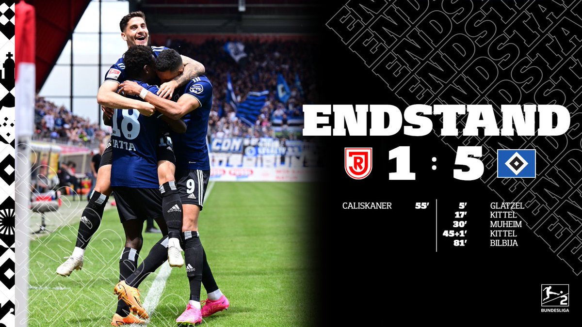 90'+5 🕕 Ein traumhafter Fußballmittag geht zu Ende. Glückwunsch, Jungs! 😍🤩

Wir gewinnen das Auswärtsspiel beim <a href="/SSVJAHN/">SSV Jahn Regensburg</a> mit 5:1. 💙🤍🖤
__
📻 bit.ly/HSVnetradio
📱 bit.ly/HSVTicker
#SSVHSV 1:5
#nurderHSV