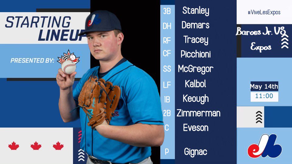 It’s bump day for the manager, as the Expos take on the Jr. Leamington Barons this morning at home #ViveLesExpos